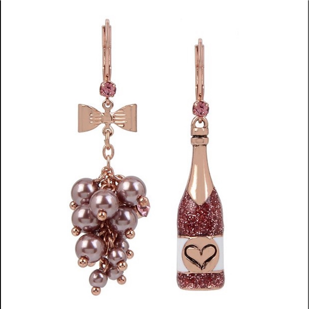 Betsey Johnson Rose Champagne Earrings